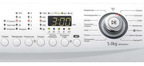 Control panel ng washing machine, mga spin button
