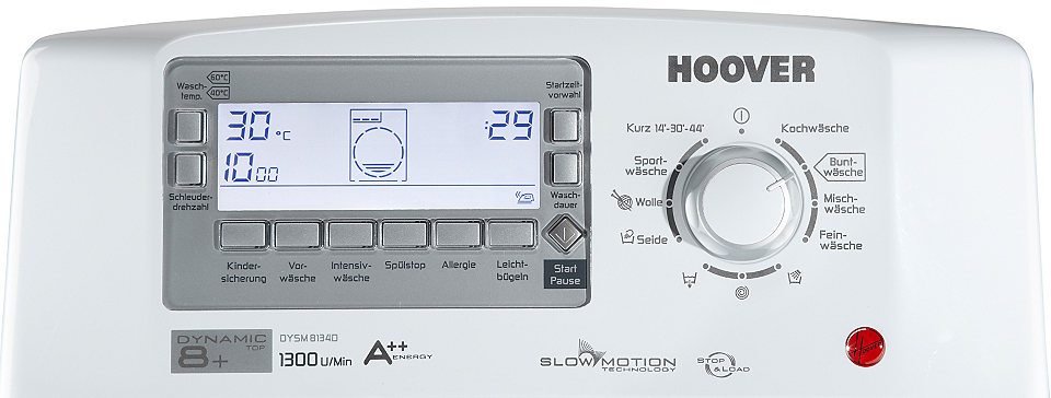 Hoover washing machine panel