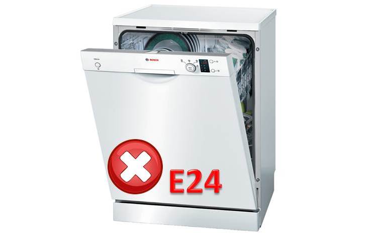 ข้อผิดพลาด e24 ในเครื่องล้างจาน Bosch