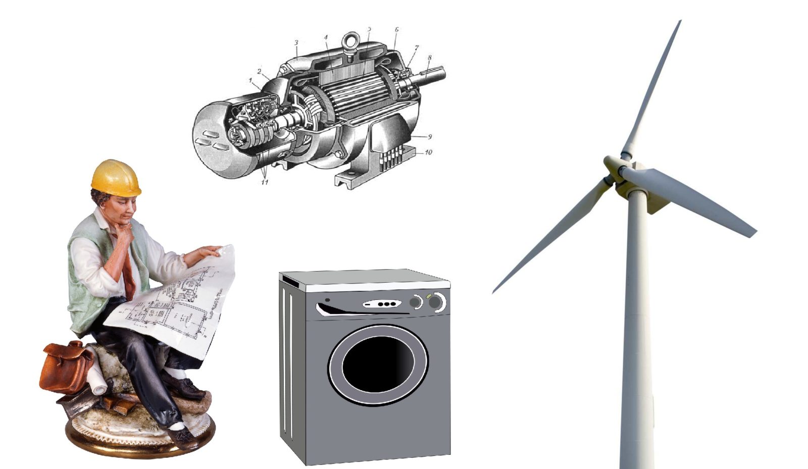 větrný generátor z motoru pračky