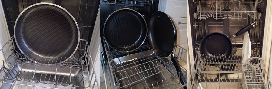 τοποθετώντας τα τηγάνια στο πλυντήριο πιάτων