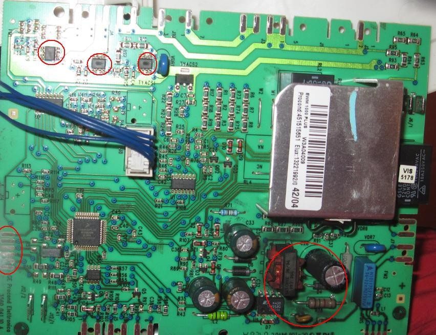 broken control board for Electrolux washing machine