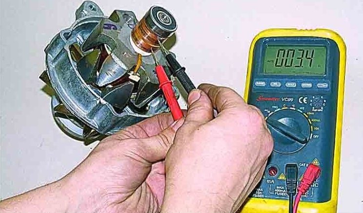 checking the engine with a multimeter