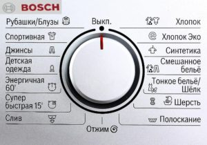 Simboliai ant Bosch skalbimo mašinos
