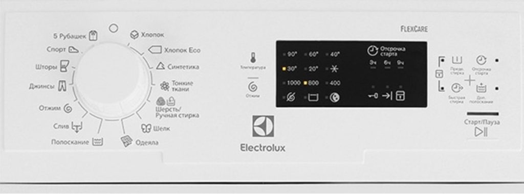 Electrolux EWT 0862 IDW control panel
