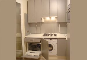 Another example of placing a dishwasher in a small kitchen
