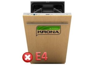 รหัสข้อผิดพลาด E4 ในเครื่องล้างจาน Krona