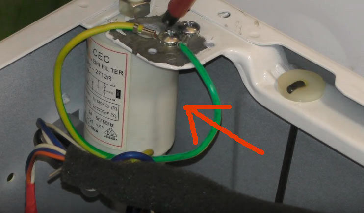 filtre anti-bruit sur machine à laver