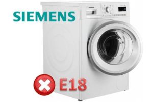 Error E18 sa isang Siemens washing machine