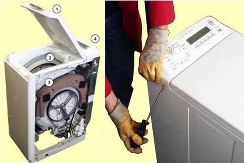 Het demonteren van een wasmachine met bovenlader