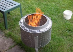The drum of a washing machine turns into a barbecue