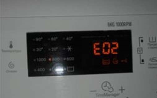 Error E02 in an Electrolux washing machine