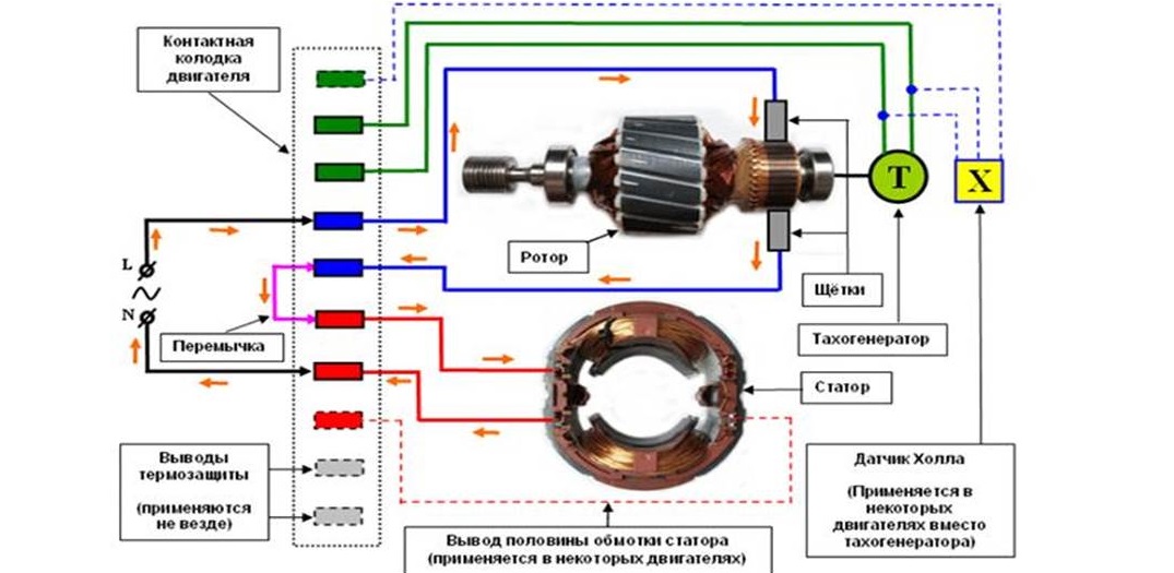 схема на свързване на двигателя