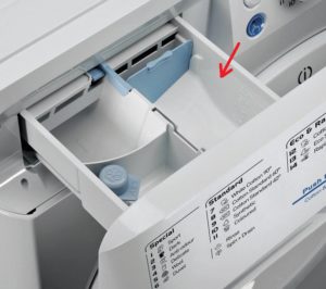 Where to pour liquid powder in the Indesit washing machine?
