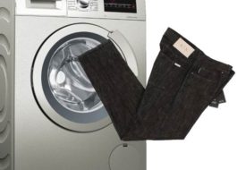 Washing black jeans in the washing machine