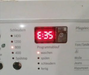 Eroare E35 la o mașină de spălat Bosch