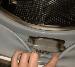 Paano linisin ang amag mula sa isang cuff sa isang washing machine?