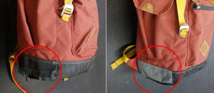 costure os buracos da mochila