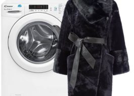 Mencuci kot bulu mouton dalam mesin basuh