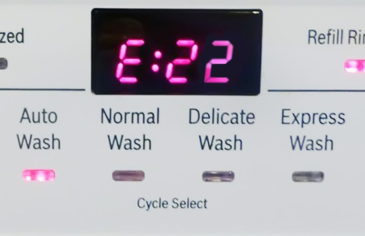 Klaida E22 Kandy skalbimo mašinoje