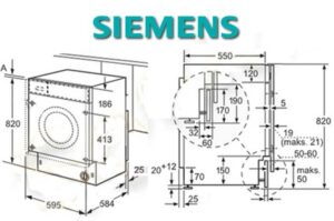Mga sukat ng washing machine ng Siemens