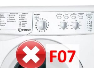 Indesit wasmachine geeft fout F07 weer