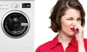 Der lugter af brændte ledninger, når vaskemaskinen kører.