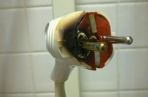 The plug on the washing machine melted