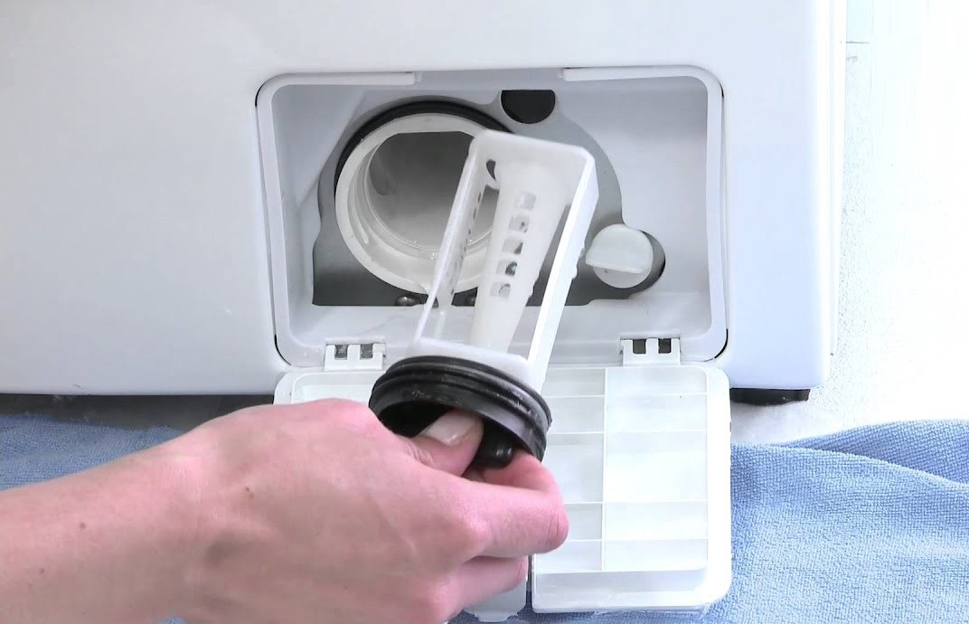 Where is the filter located in the washing machine?