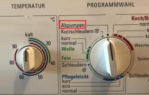 วิธีแปลคำว่า “Abpumpen” บนเครื่องซักผ้า