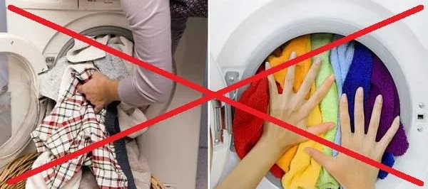 Vul de trommel niet met wasgoed