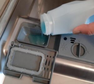 Where to pour dishwasher gel?