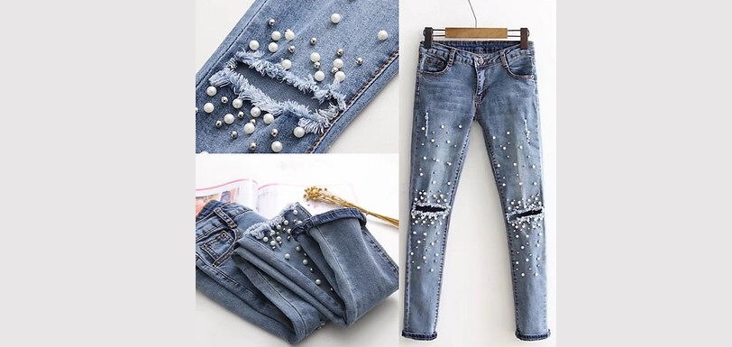 be careful with embellished jeans