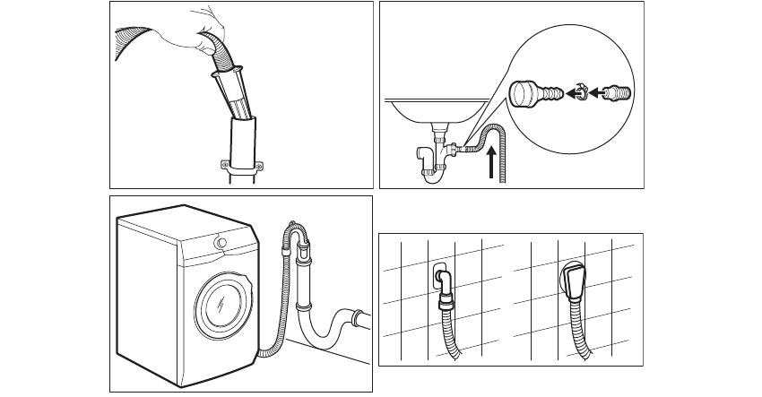 diagramas para conectar la secadora a la alcantarilla