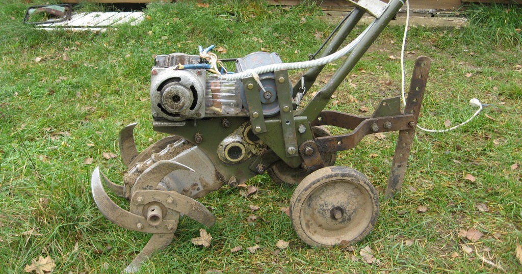 cultivator based on an electric motor from a washing machine