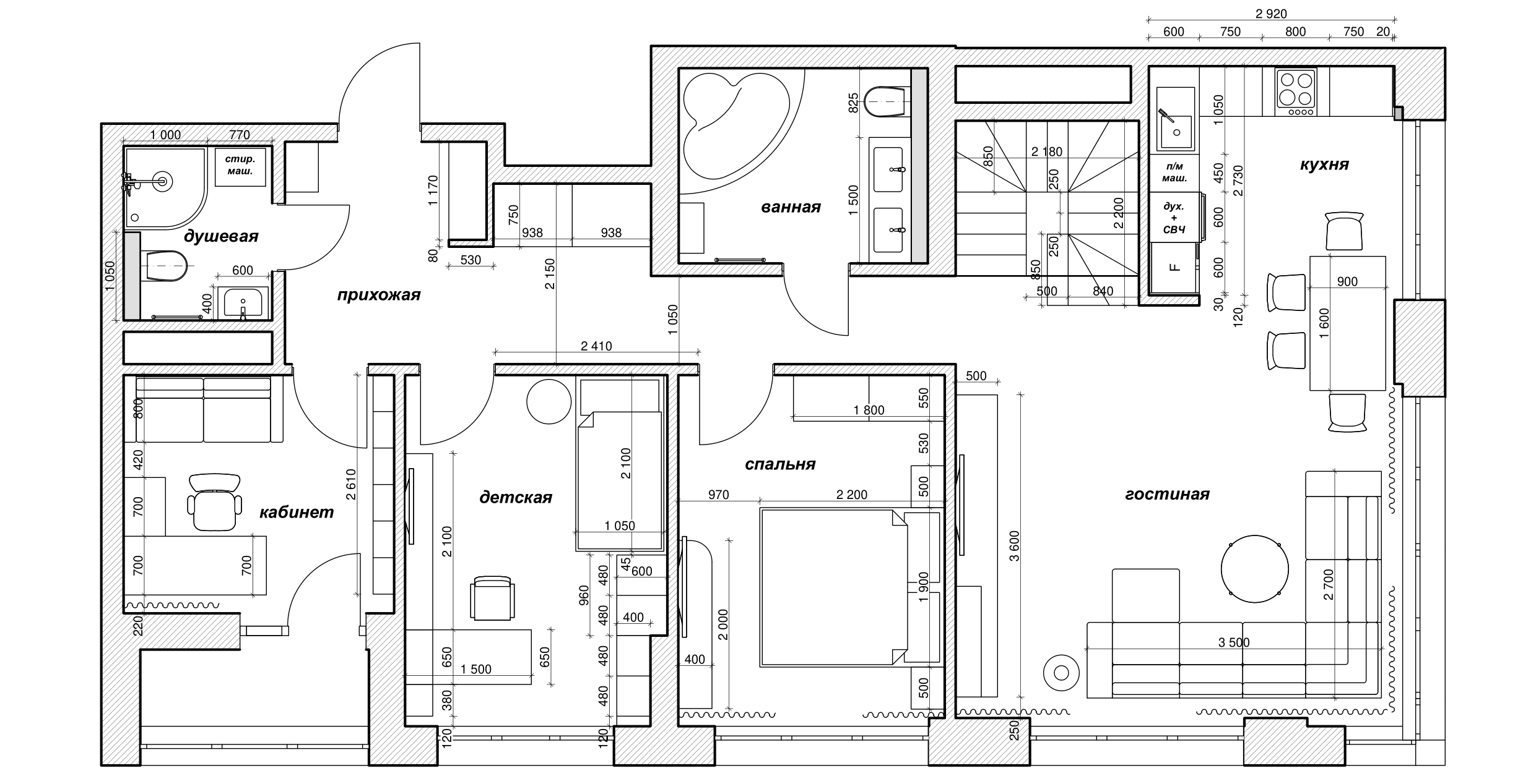 план на завършен апартамент