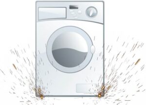 Yıkama sırasında çamaşır makinesinin altında kıvılcımlar çıkıyor