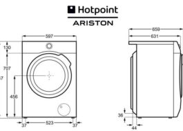Afmetingen van de Ariston-wasmachine