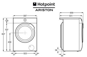 Dimensioner på Ariston vaskemaskinen