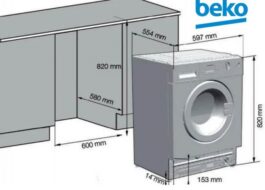 Dimensions de la machine à laver Beko