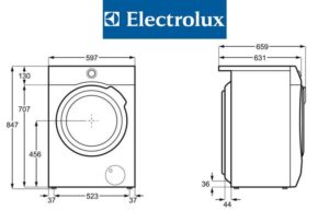 Dimensi mesin basuh Electrolux