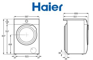 Dimensions de la rentadora Haier