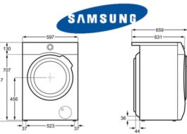 Dimensões da máquina de lavar Samsung