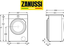 מידות מכונת הכביסה Zanussi