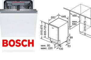 Dimensi mesin basuh pinggan mangkuk Bosch