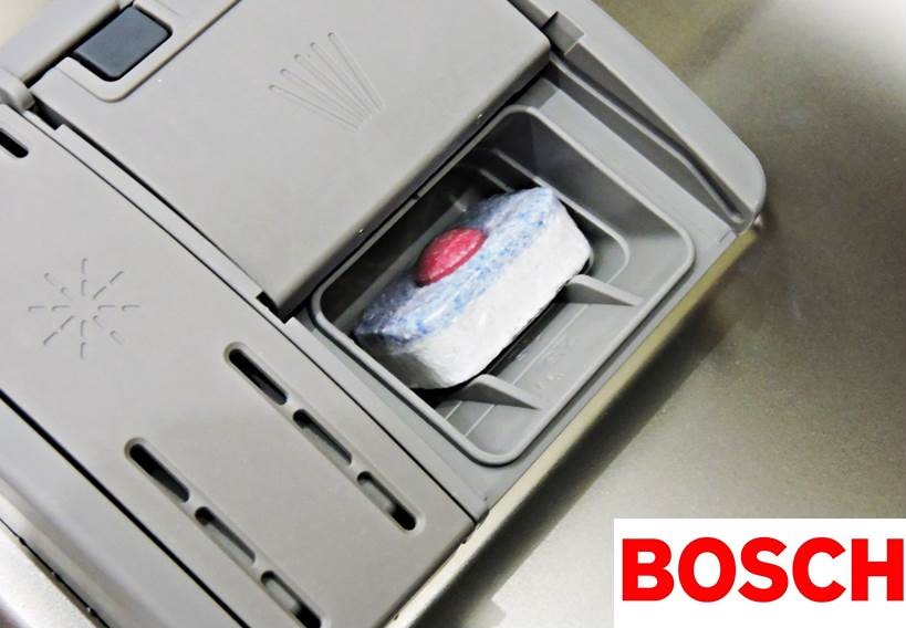 Where to put the tablet in the Bosch dishwasher