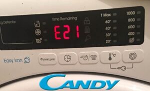Ralat E21 dalam mesin basuh Candy