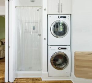 Placing a washer and dryer in a small bathroom