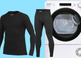 Secando roupas íntimas térmicas em uma secadora