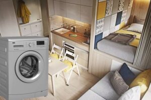 ¿Dónde colocar una lavadora en un apartamento pequeño?
